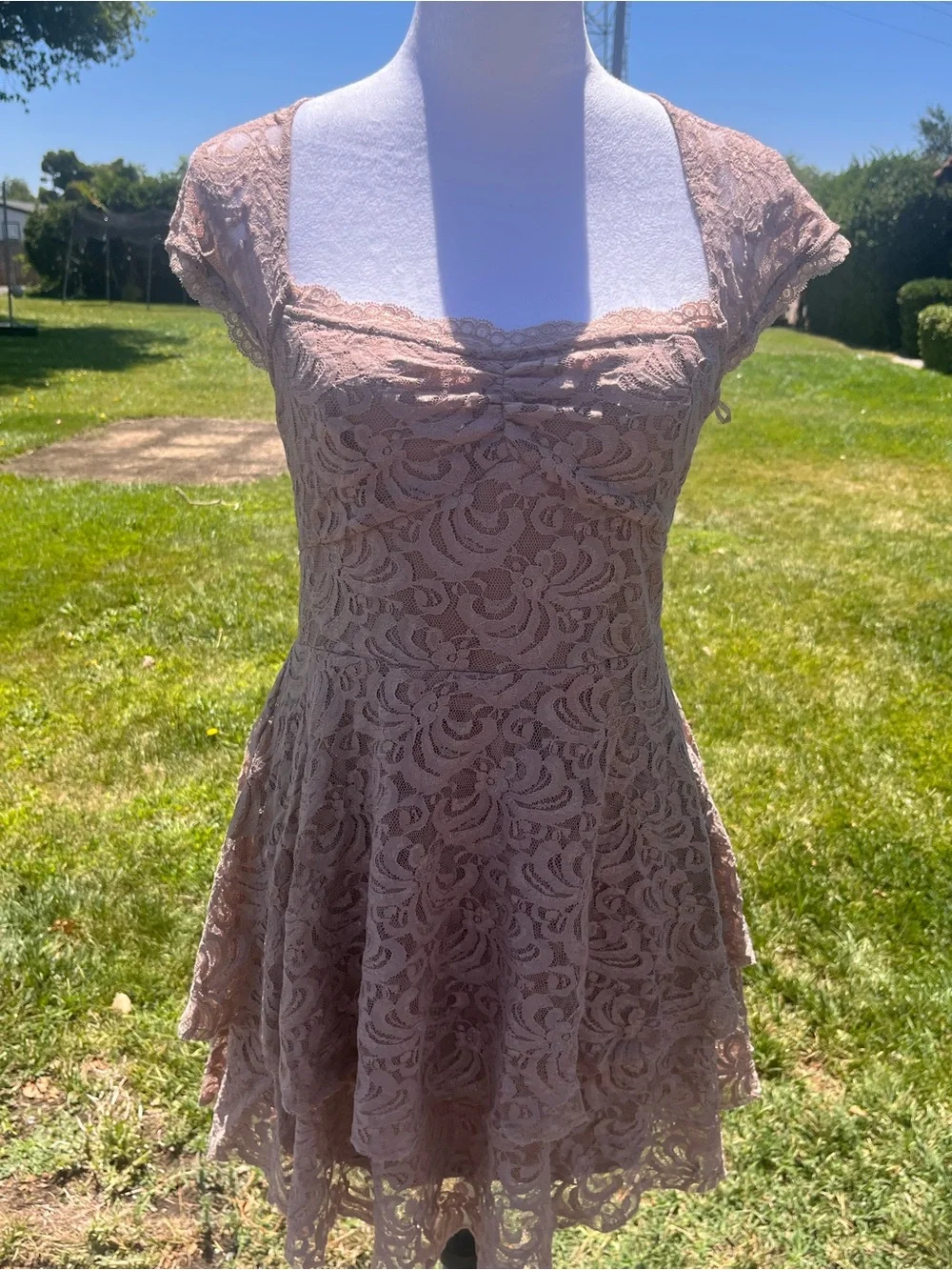 Free people rock candy lace tiered mini dress